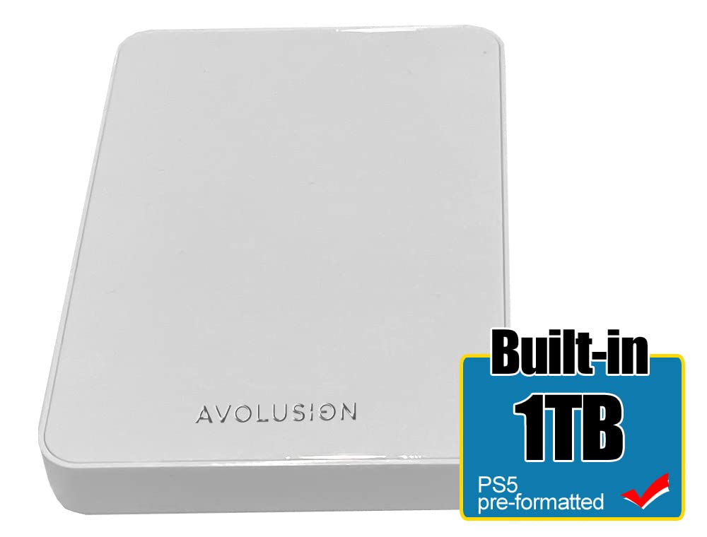 Avolusion HD250U3-Z1-PRO-WH 1TB USB 3.0 Portable External Gaming Hard Drive - White (for PS5 / PS4, Pre-Formatted)