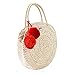 The Lovely Tote Co. Women's Pom Pom Round Straw Bag, Natural