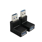 NC XQIN Right Angle USB Adapter, USB3.0 AM to AF L Shape Converter Adapter USB 3.0 A Male to A Female USB Right Angle Adapter 2Pack Black