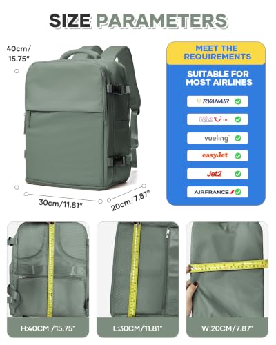 SZSYCN Ryanair 40 x 30 x 20 cm Airplane Backpack with Pump 40 x 20 x 25 cm Ryanair Vacuum Travel Bag 40 x 30 x 20 cm Airplane Hand Luggage Work Bag for Laptop, b70-green