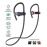 Wireless Bluetooth Headphones with Mic by POP Design | Best Wireless Earbuds for Running & Exercise | Multiple Sizes for Men and Women | Rated IPX7 Waterproof | 30 ft. Range | 8 Hour Battery Life