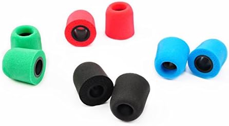 Deruitu Colorful Memory Foam Replacement Ear Tips for Headphones Earbuds, Noise Cancelling and Soft Viscous Comply Foam Eartips for Earphones(4 pairs different colors)