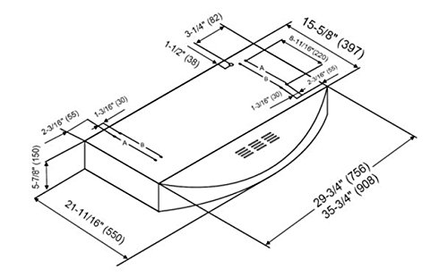 KOBE CHX3830SQBD-3 Brillia 30-inch Ductless Under Cabinet Range Hood, 3-Speed, 400 CFM, LED Lights, Baffle Filters
