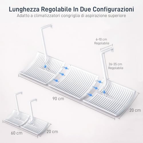 UEMUSI Split Air Conditioning Deflector, Universal Anti-Blow Air Conditioner Diverter with Grate, 180° Adjustable Air Conditioning Deflector for Home and Office