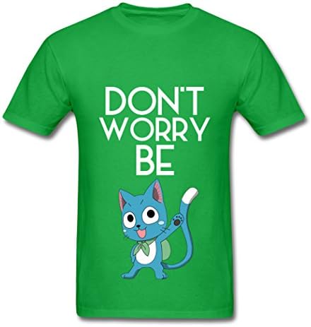 MingSe Custom Design Men's Dont Worry Be Happy Fairy Tail T-Shirts Bright green S