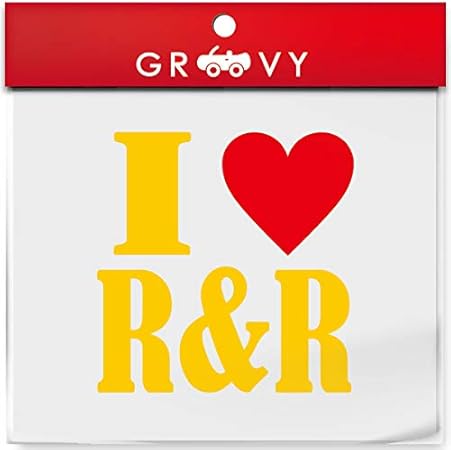 Amazon I Love R R 車 ステッカー アイ ラブ ロック アンド ロール 音楽 Music ジャンル 赤い ハート ドレスアップ おしゃれ 可愛い かっこいい シール 防水 1124 イエロー ステッカー デカール 車 バイク