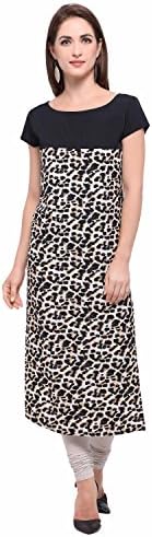 Vaamsi Women's Indian Tunic Top Crepe Kurti(PK1352_Black_Free Size)
