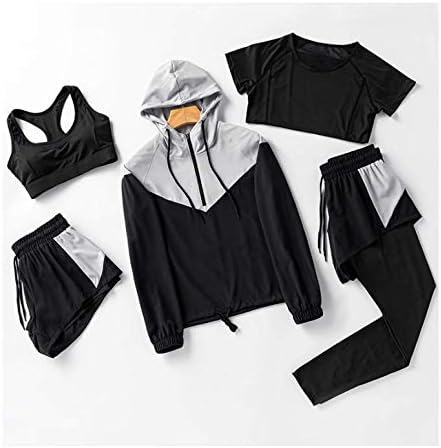 Amazon Co Jp スポーツウェア レディース ヨガウェア トレーニングウェア ランニングウェア 上下 5点セット フィットネス ジャージ 服 ファッション小物