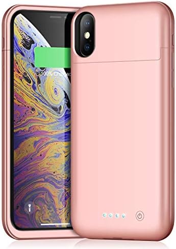 iPosible Battery Case for iPhone XR, 5500mAh Portable Rechargeable Charging Case Extended Battery Pack for Apple iPhone XR (6.1 inch) Protective Charger Case Power Bank-Rose Gold