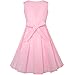 Sunny Fashion KY72 Girls Dress Color Block Contrast Bow Tie Pink White Party Size 5