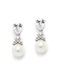 Mariell - Pendientes de tuerca para novia, circonita cúbica con forma de pera