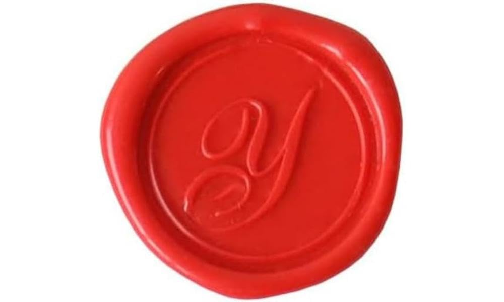 Jacques Herbin 40125T - A Round Seal with Varnished Wooden Handle - Copperplate - The Letter Y - Manufactured in France - Creative Art Tool - Wax Stamp