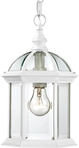 NUVO Lighting 60/4977 Boxwood Hanging Lantern with Clear Beveled Glass, White