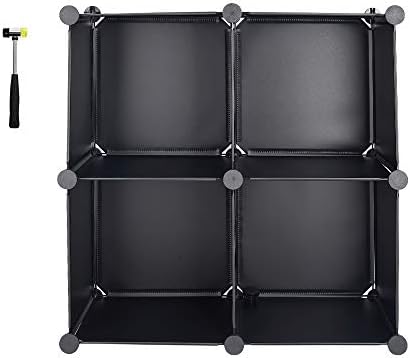 Amazonブランド Umi ウミ 収納棚 組み立て式 本棚 整理棚 ワードローブ 収納ラック 小物 おもちゃ 衣類収納 収納ボックス 4ボックス入り 1個幅30 奥行30 高30 ブラック 日本語取扱説明書付き