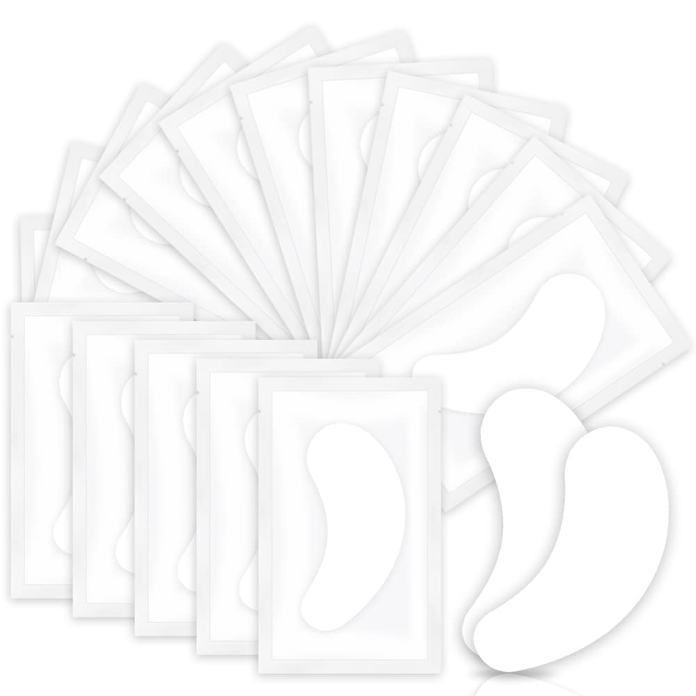 Eye Gel Pads, 50 Pairs Lint Free Eyelash Patches, Under Eye Gel Pads for Pro Salon and Individual Eyelash Extension (Transparent)