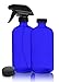 Empty Blue Glass Spray Bottles | 2 Pack 16 Oz Refillable Sprayer for Essential Oil | Water, Kitchen, Bath, Beauty, Hair, Cleaning | Durable Trigger Sprayer With Mist & Stream Modes & 2 Storage Caps