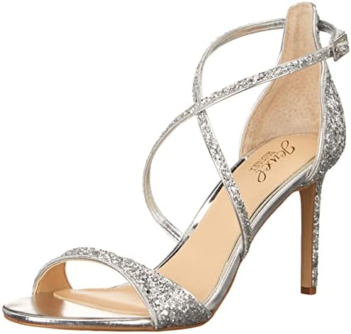 Jewel Badgley Mischka Women's Dimitra Heeled Sandal, Silver
