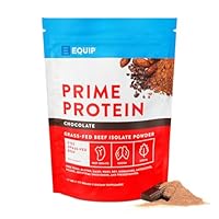 Equip Foods Prime Protein Powder | Clean, Grass Fed Beef Protein Powder | Carnivore Protein Isolate | Paleo, Keto Friendly | Gluten & Dairy Free | Helps Build & Repair Tissue | 30 Servings, Chocolate