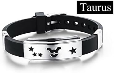 Kebaner Men Women Taurus Silicone Zodiac 12 Constellation Sign Star Celestial Astrology Bracelet Bangle