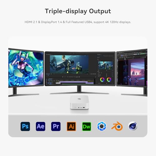 Beelink SER8 Gaming Mini PC, Ryzen 7 8745HS, 32GB DDR5, NVMe SSD 1TB, Mini Desktop Computer Supporting Three 4K Displays, Professional Mini Computer for Office, 2.5G LAN, Wi FI 6