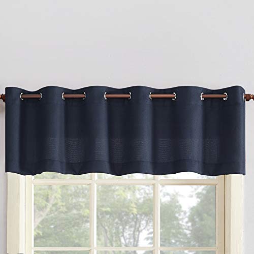 No-918-Montego-Grommet-Textured-Kitchen-Curtain-Valance-56-x-14-Navy-Blue