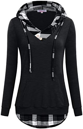 Misswor Womens V-Neck Long Sleeve Pullover Sweatshirt Hoodies