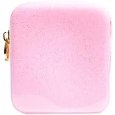 dreamie - Makeup Bag Travel Cosmetics Pouch, Toiletry Bag, Jelly, Zipper Pouch Purse, Cute Make Up Organizer Storage Tote for Women Girls, Waterproof Travel Skincare, Small Makeup Bag - Pink Lemonade