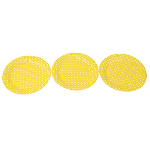 Dolland Yellow Polka Dots Paper Plates Disposable Party Supplies Set Decorative Tableware For Birthday Parties,Yellow - Thumbnail 2