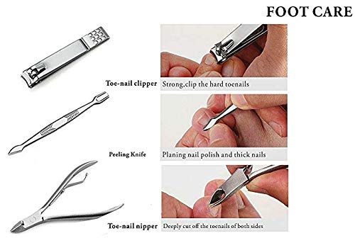 Professional Manicure, Whimsyyy Pedicure Kit, Nail Clippers, Professional Grooming Kit, Nail Tools with Luxurious Travel Case, Set of 16 (Pink)