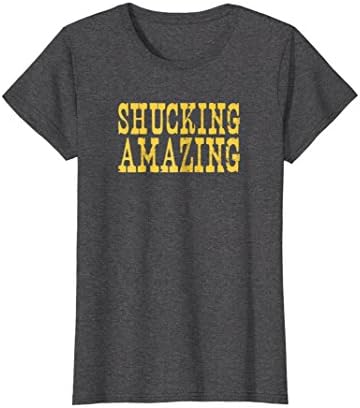 Womens Shucking Amazin T Shirt Funny Oysters Vintage Distressed Tee Large Dark Heather