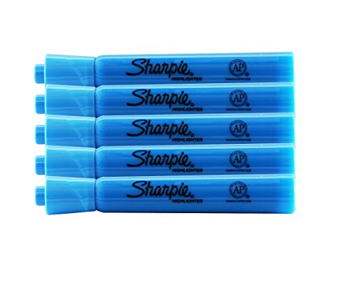 Sharpie Accent Tank-Style Highlighters, 5 Colored Highlighters, Chisel Tip (Fluorescent Blue, 5-Pack)