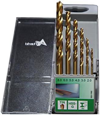 Titanium Drill Bit Set , Arterki 222-1102 The Bit for Drilling Metal and Aluminum Alloy,6-Piece Golden