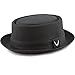 THE HAT DEPOT Black Horn Cotton Plain Porkpie Hat (Medium, Black)