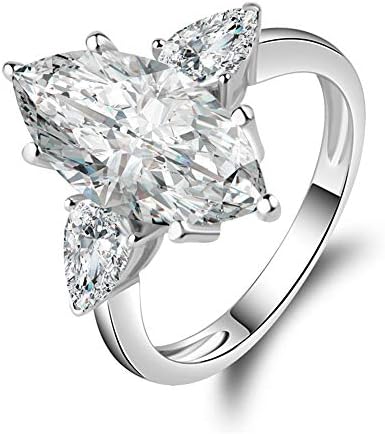 AINUOSHI Eternity Ring, 4.5-6 Carats Cushion / Heart / Oval/ Pear / Round / Marquise Cut, 925 Sterling Silver, Sona Diamond Cubic Zirconia CZ 3-Stone, Engagement Wedding Ring, Jewelry Box Packed