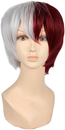 Red White Fancy Color Cosplay Wigs My Hero Academia Todoroki Shoto Amine Cosplay Wig for Men (red-white)