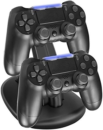 PS4 Controller Charger for Sony Playstation 4 PS4/PS4 Pro/PS4 Slim Controller, Black USB Fast Charging Docking Station Stand Blue LED Indicator