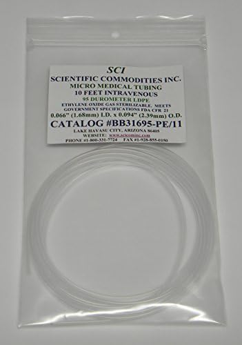 Medical Grade Polyethylene Micro Tubing / 0.062" ID x 0.125" OD (+/- .005") = 1.57mm ID x 3.17mm OD (+/- .127mm) / (10' Coil)