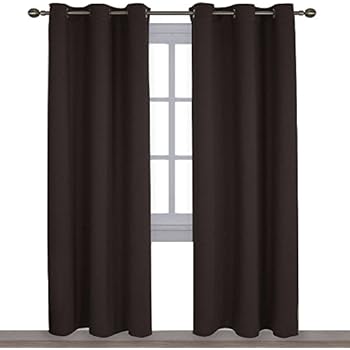 NICETOWN Energy Smart Thermal Insulated Solid Grommet Blackout Curtains/Drapes for Living Room (2 Panels,42 inches x 84 inches,Toffee Brown)