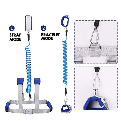 OFUN Toddler Leash for Walking, Toddler Safety Harness 2 in 1 Kids Anti Lost Wrist Link, Safety Harness with Lock, 8.2ft Dark Blue