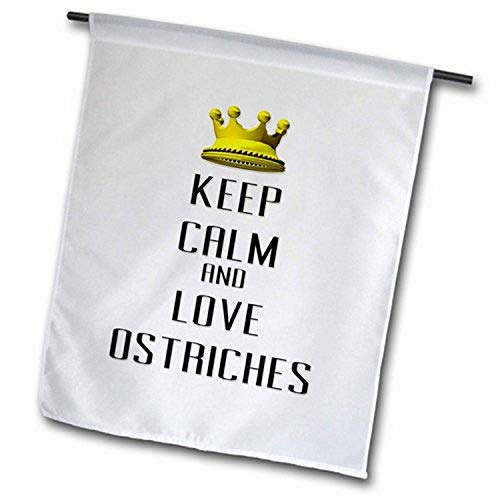 3dRose fl_121227_1 Gold Crown Keep Calm and Love Ostriches Garden Flag, 12 by 1…