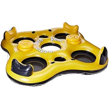 Bestway CoolerZ Rapid Rider Quad Inflatable Raft | Pool Float Includes 4 Cupholders, 2 Built-In Coolers, 2 Storage Buckets | Lounge Seatsup To 4 People | Great For Adults & Kids