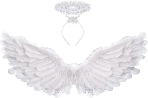 SLanC Angel Wings and Halo White Adult Angel Wings for Kids Party Children's Boys Girls Christmas