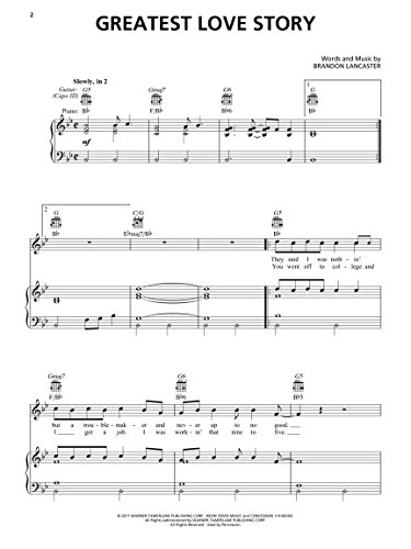 Lanco- Greatest Love Story - Piano/Vocal/Guitar Sheet Music Single