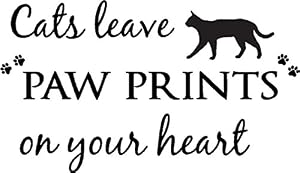 Image of YINGKAI Cats Leave Paw Prints On Your Heart Cute Pet Vinyl Wall Quote Saying Wall Decal Living Room Home Vinyl Carving Wall Decal Sticker for Pet Store Salon Home Window Decoration
