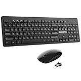 VicTsing Wireless Keyboard and Mouse Combo, 105-Key Chiclet Keyboard with Water-dropping Keycaps, Portable Mobile Silent Optical Mice, 2.4GHz Dropout-Free Connection, Long Battery Life for PC, Desktop