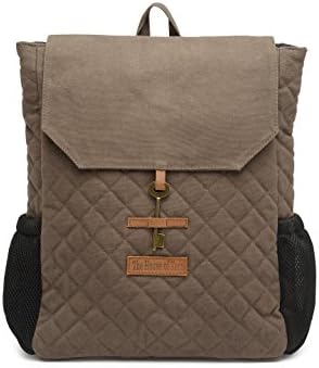 Taupe Grey 13 Ltrs Sturdy Canvas Travel Laptop Backpack for Office, College with Quilted Design for Men and Women