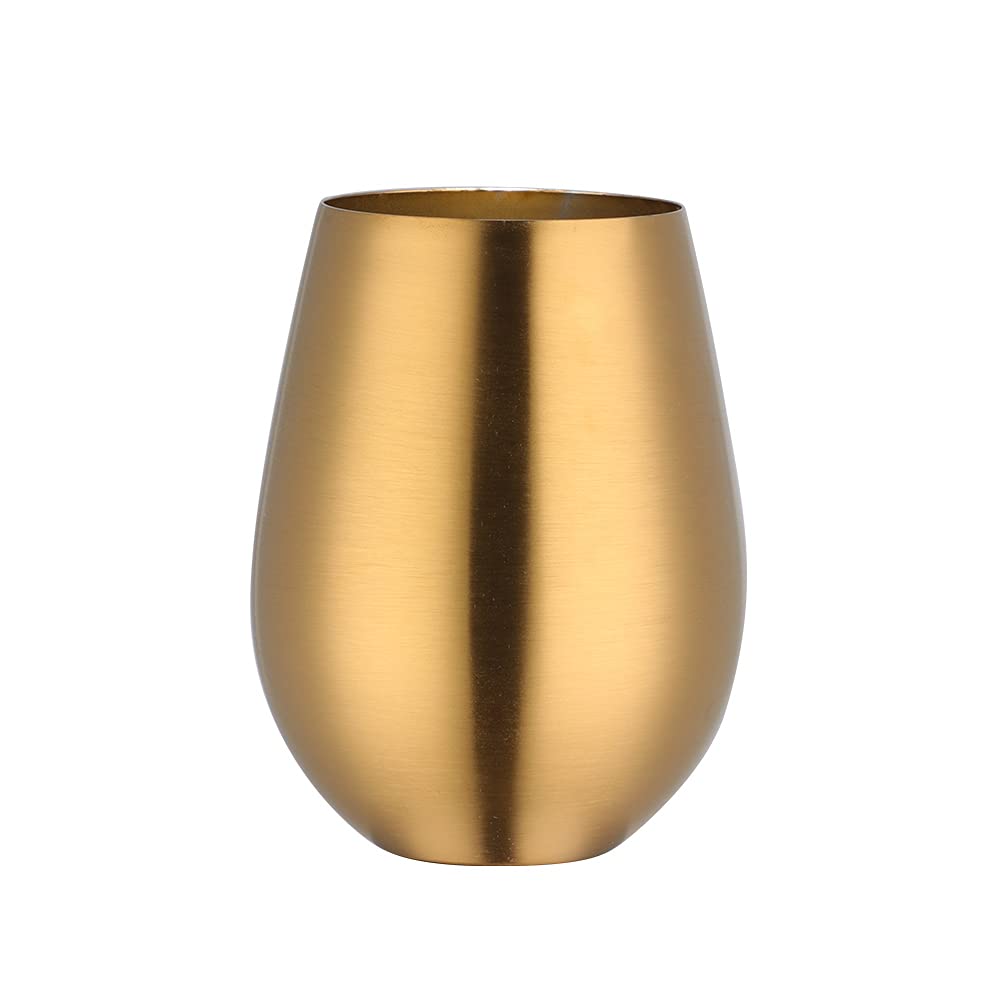 N / A Wine Glasses Set of 2, Meisha-EUR Stainless Steel Shatterproof & Lightweight Stemless Metal Drinks Tumbler Cups for Outdoor Travel, Picnic Camping Party or Family Daily Use （Gold）