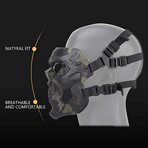 MOGOI Airsoft Skull Mask, Full Face Protective Masks for Airsoft Paintball Outdoor Cs War Game BB Gun Halloween Skeleton Masks Party Cosplay Mask Movie Props, E - Thumbnail 4