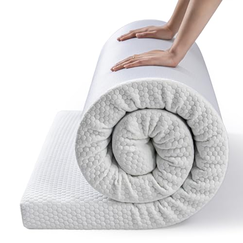 KingChii CertiPUR-US Memory Foam Camping Mattress, Portable Roll Up Travel Car Camping Mattress Sleeping Pad & Floor Mattress, Cot Mattress Guest Bed for Sleepover with Waterproof Cover & Travel Bag
