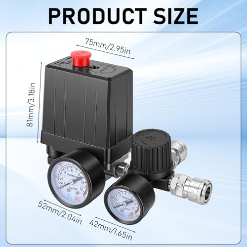Pressure Switch Air Compressor, 220V Pressure Switch Compressor, 20A Kit Accessories Air Compressor with Pressure Gauge Safety Valve Fittings 90-120 PSI